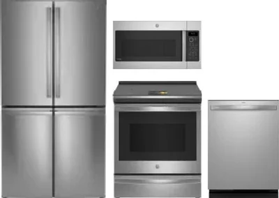 4 Piece Package Includes Refrigerator, Range, Microwave And Dishwasher
